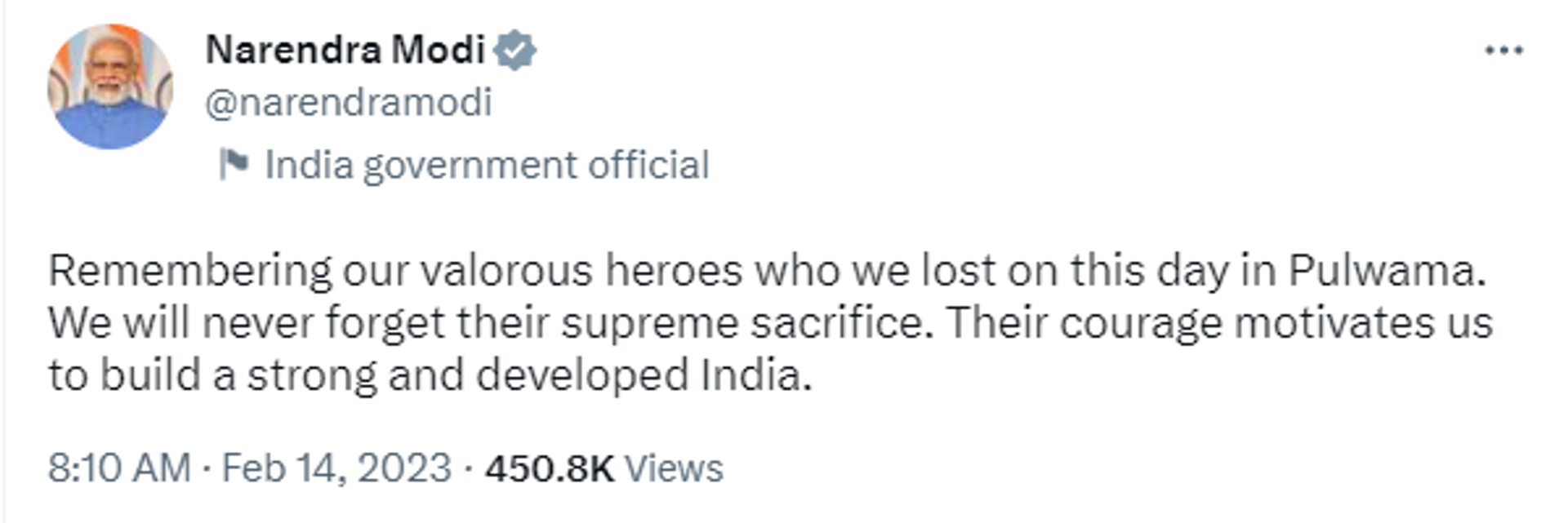 Prime Minister Narendra Modi Paid Tributes to Martyrs of Pulwama Attack Prime Minister Narendra Modi Paid Tributes to Martyrs of Pulwama Attack - Sputnik India, 1920, 14.02.2023