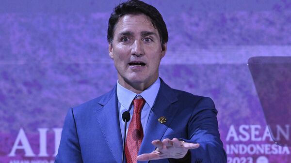 Canada's Prime Minister Justin Trudeau speaks during the leaders talk at the ASEAN-Indo-Pacific Forum (AIPF) on the sidelines of the Association of the Southeast Asian Nations (ASEAN) Summit in Jakarta, Indonesia, Wednesday, Sept. 6, 2023. - Sputnik India