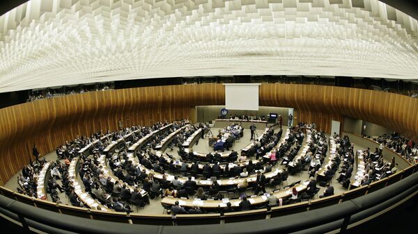 A general view of the assembly hall during the 6th United Nations Human Rights Council at the European headquarters of the U.N. in Geneva, Switzerland, Monday, Sept. 10, 2007. The Human Rights Council opened a three-week session Monday. - Sputnik India