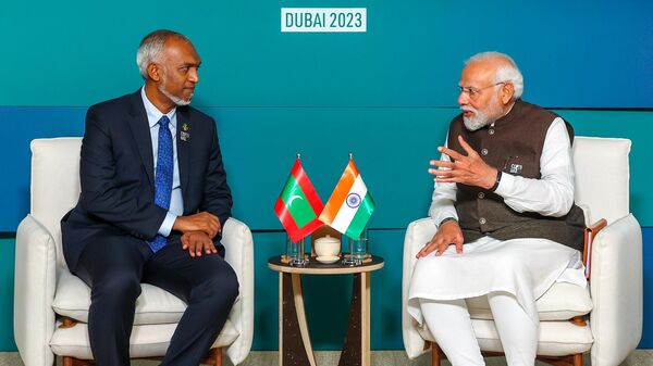 Indian Prime Minister Narendra Modi and Maldives’ President Mohamed Muizzu held a bilateral meeting on the sidelines of the United Nations (UN) Climate Change Conference (COP28) in Dubai on Thursday. - Sputnik India