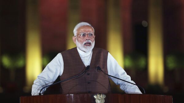  Indian Prime Minister Narendra Modi speaks to the media in New Delhi, India, Saturday, May 25, 2019. Modi on Wednesday, Nov. 22, 2023, - Sputnik India